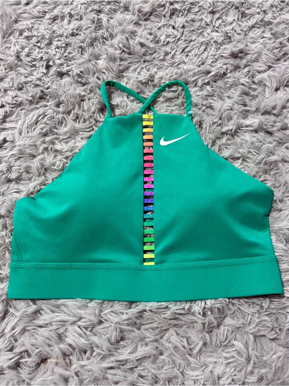 NEW Nike Dry Fit Indie ladder rainbow sports bra padded tank tops S
